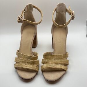 J. McLaughlin Bistro Raffia Wood Block Heel Sandals - 6